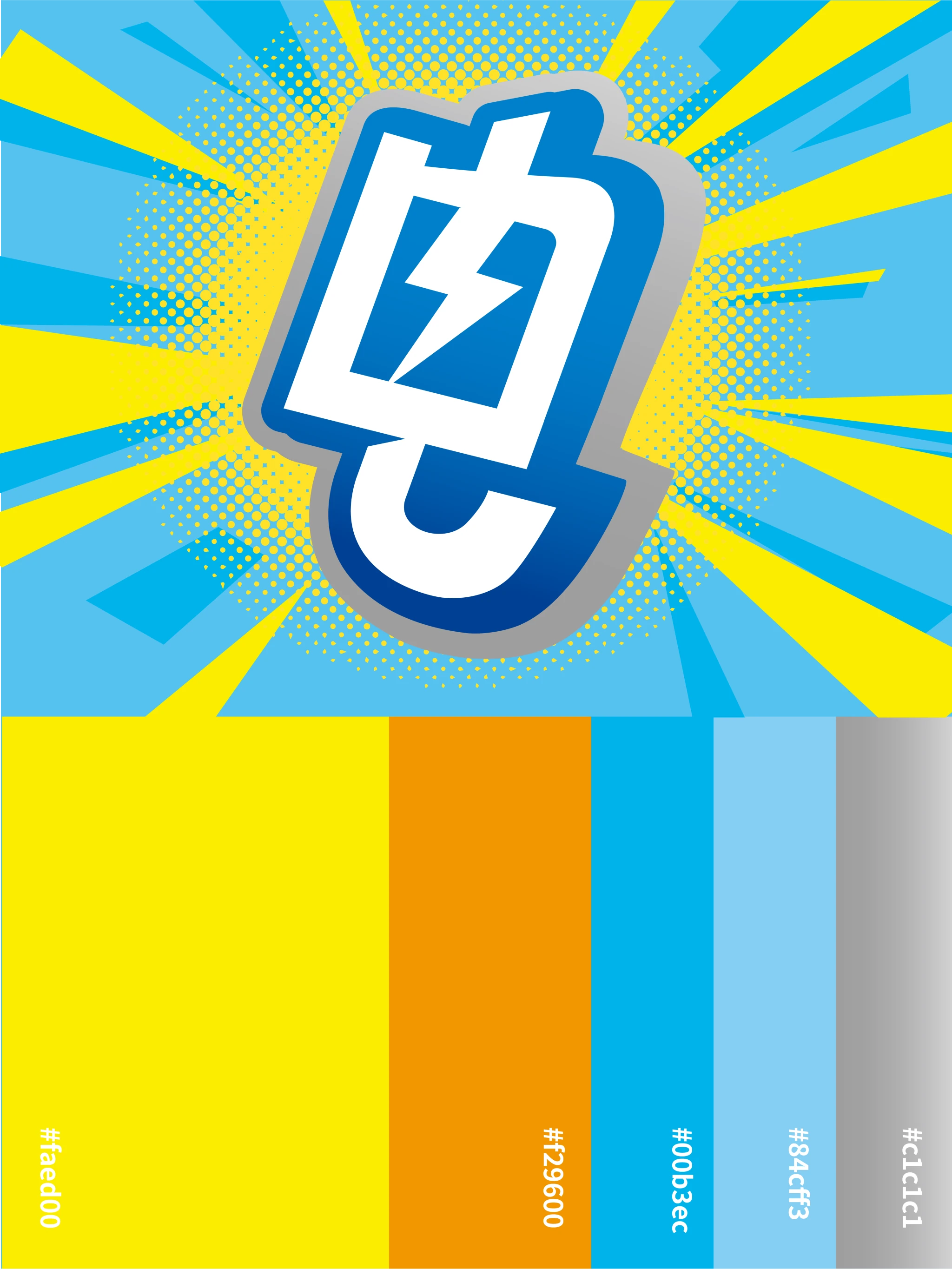 蓝黄放射背景中的功能感图形与色彩说明图